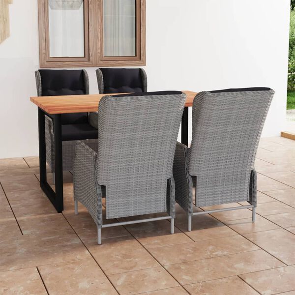 vidaXL Ensemble &agrave; manger de jardin avec coussins 5 pcs r&eacute;sine tress&eacute;e
