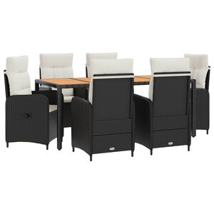 vidaXL Ensemble de repas ext&eacute;rieur 7 pc Noir et blanc cr&egrave;me