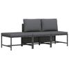 vidaXL Salon de jardin 3 pcs avec coussins Gris R&eacute;sine tress&eacute;e