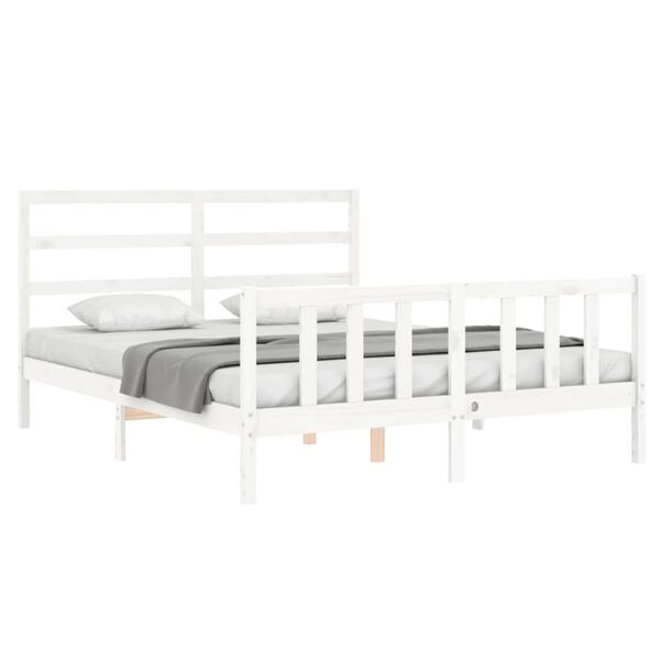 vidaXL Cadre de lit sans matelas blanc 160x200 cm bois de pin massif