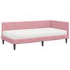 vidaXL Cadre de lit d'angle avec matelas Rose 90 x 200 cm Velours