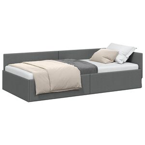 vidaXL Cadre de lit d'angle Gris fonc&eacute; 100 cm x 200 cm tissu