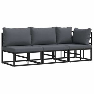 vidaXL Mobilier de jardin avec coussin avec oreiller Noir Aluminium