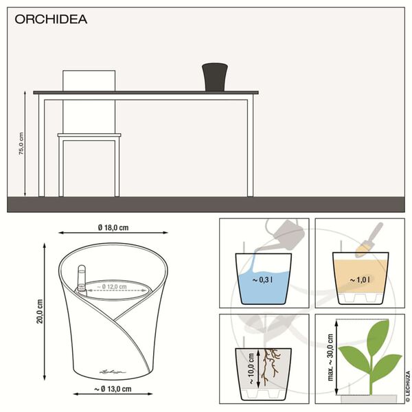 LECHUZA Jardini&egrave;re ORCHIDEA ALL-IN-ONE diam&egrave;tre 18 cm taupe