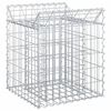vidaXL Lit sur&eacute;lev&eacute; gabion 50 x 50 x 60 cm Acier galvanis&eacute; Argent&eacute;