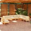 vidaXL Salon de jardin 10 pcs avec coussins cr&egrave;me bois de pin massif