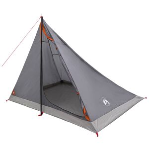 vidaXL Tente de randonn&eacute;e Gris et orange 4 personnes