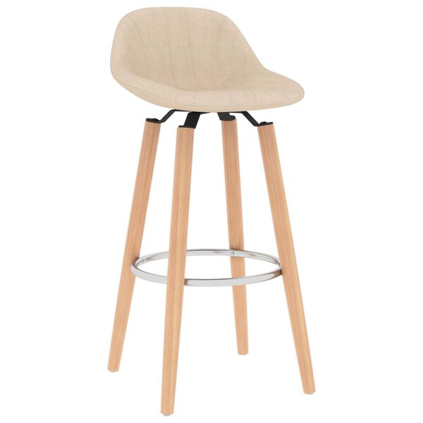 vidaXL Tabourets de bar lot de 2 cr&egrave;me tissu
