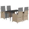 vidaXL Ensemble &agrave; manger de jardin avec coussins 5pcs Beige poly rotin