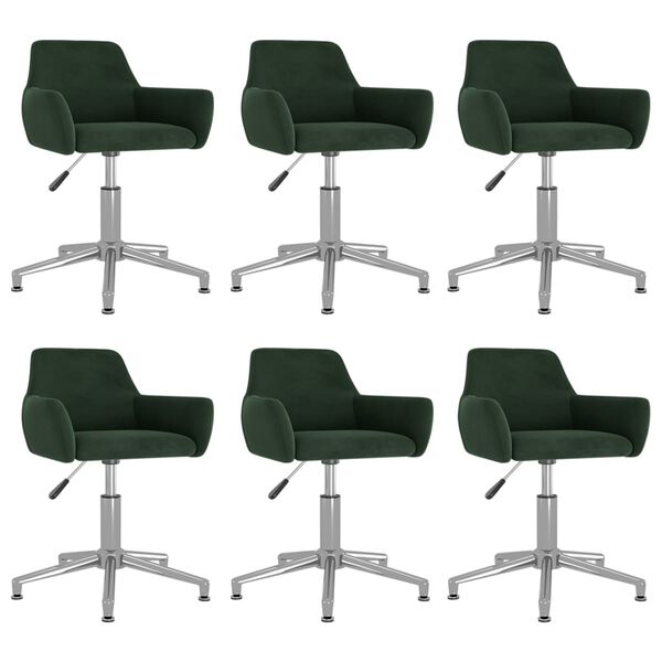 vidaXL Chaises pivotantes &agrave; manger lot de 6 Vert fonc&eacute; Velours