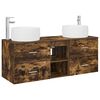 vidaXL Ensemble de mobilier de salle de bain 3 pc Ch&ecirc;ne fum&eacute;