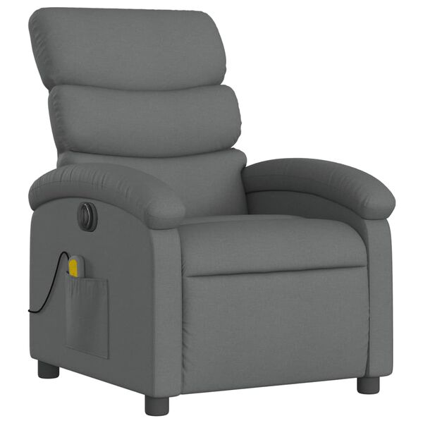 vidaXL Fauteuil inclinable de massage &eacute;lectrique gris fonc&eacute; tissu