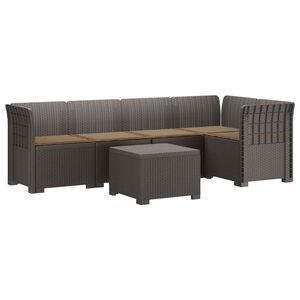 vidaXL Canap&eacute; de Jardin 5 Places avec Coussins Aspect Rotin PP