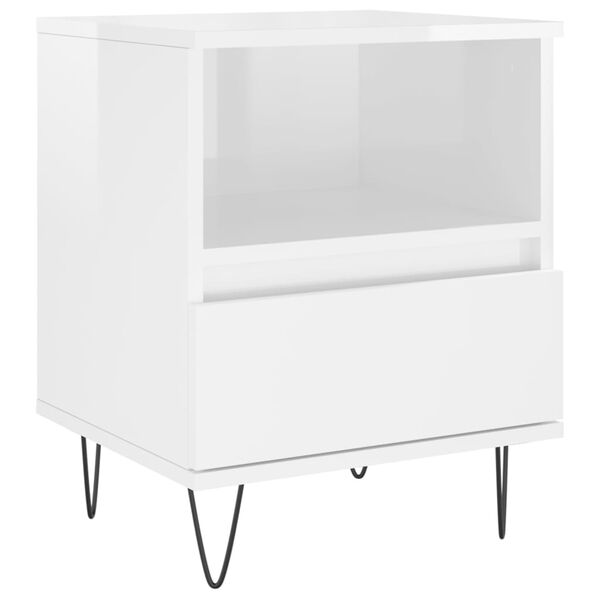 vidaXL Table de chevet Blanc brillant 40x35x50 cm Bois d&rsquo;ing&eacute;nierie