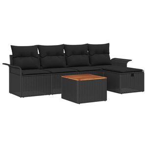 vidaXL Ensemble de canap&eacute; de jardin avec coussin 6 pcs Noir Poly rotin