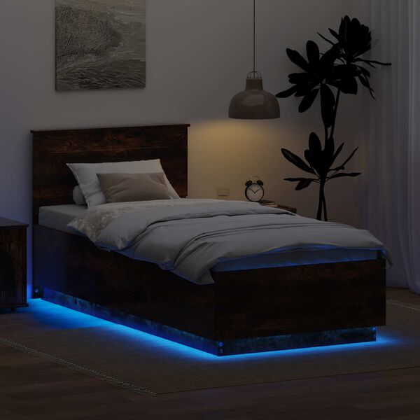 vidaXL Cadre de lit Ch&ecirc;ne fum&eacute; 70 x 190 cm Bois d'ing&eacute;nierie