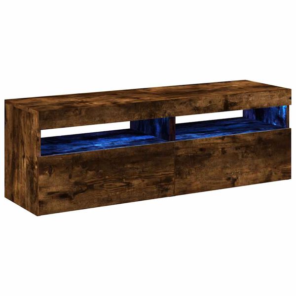 vidaXL Meubles TV 2 pcs avec lumi&egrave;res LED Ch&ecirc;ne fum&eacute; 60x35x40 cm