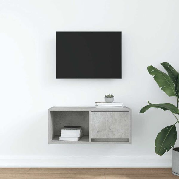 vidaXL Meuble TV gris béton 60x31x25,5 cm bois d'ingénierie