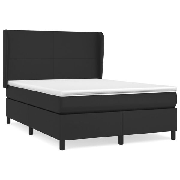 vidaXL Sommier &agrave; lattes de lit avec matelas Noir 140x190 cm Similicuir