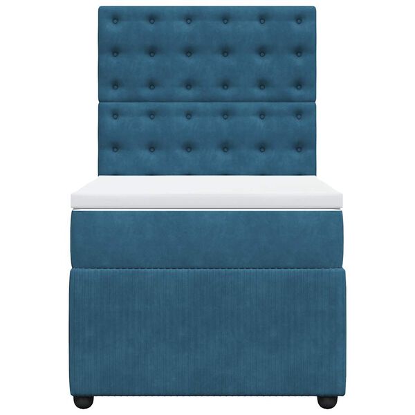 vidaXL Sommier &agrave; lattes de lit avec matelas Bleu fonc&eacute; 100x200 cm