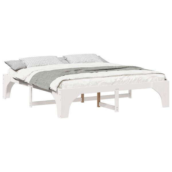 vidaXL Cadre de lit Blanc 200 x 200 cm Pin massif