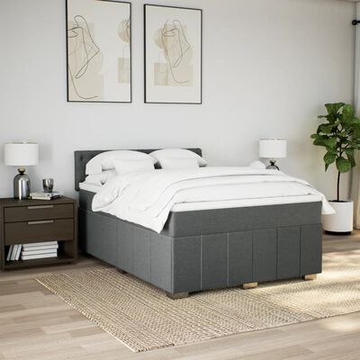 vidaXL Sommier à lattes de lit avec matelas Gris foncé 140x200cm Tissu