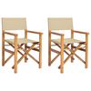 vidaXL Chaise de directeur Marron et beige Bois de teck massif