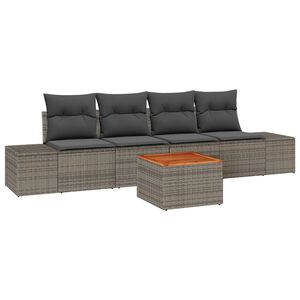 vidaXL Ensemble de canap&eacute; de jardin avec coussin 5 pcs Gris polyrotin