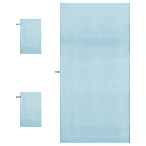 vidaXL Set de serviettes de sport 3 pcs Bleu Polyester et Polyamide