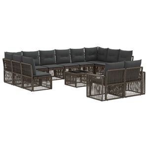 vidaXL Ensemble de canap&eacute; de jardin 13 pc Gris et Gris fonc&eacute; polyrotin