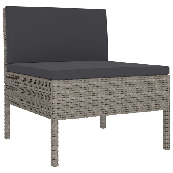 vidaXL Salon de jardin 9 pcs avec coussins R&eacute;sine tress&eacute;e Gris