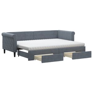 vidaXL Lit de jour avec gigogne et tiroirs gris fonc&eacute; 80x200cm velours