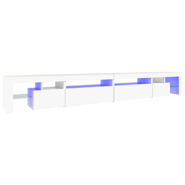 vidaXL Meuble TV avec lumi&egrave;res LED Blanc 290x36,5x40 cm