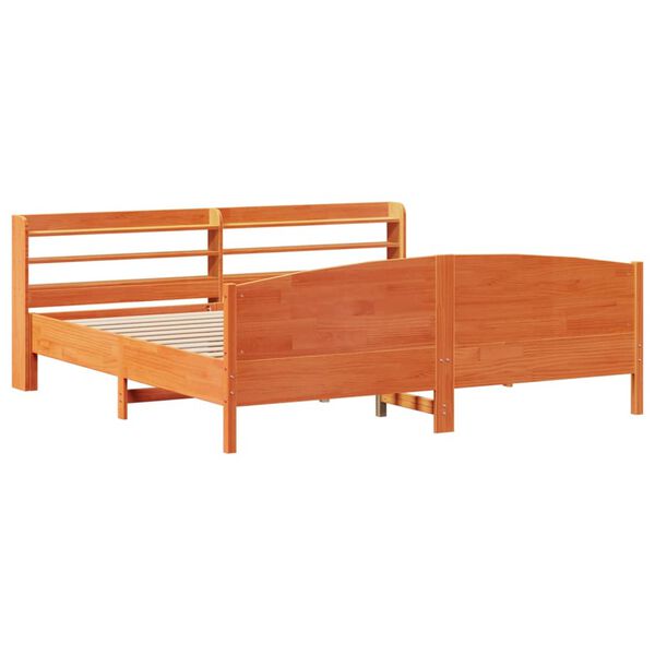 vidaXL Cadre de lit sans matelas cire marron 200x200cm bois pin massif