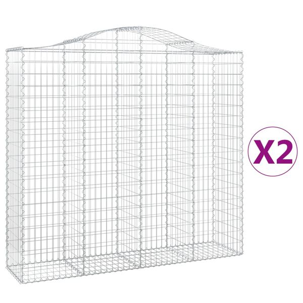vidaXL Paniers &agrave; gabions arqu&eacute;s 2 pcs 200x50x180/200 cm Fer galvanis&eacute;