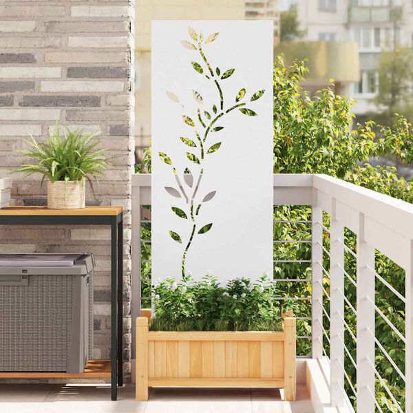 vidaXL Écran de confidentialité de jardin Floral Blanc 50 x 140 cm