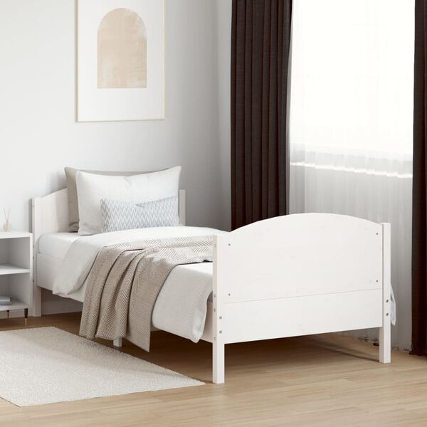 vidaXL Cadre de lit sans matelas blanc 75x190 cm bois de pin massif