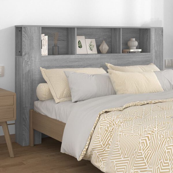 vidaXL Armoire de t&ecirc;te de lit Sonoma gris 160x18,5x104,5 cm