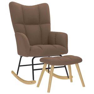 vidaXL Chaise &agrave; bascule avec repose-pied Marron Tissu