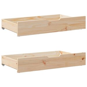 vidaXL Tiroirs sous le lit avec roulettes 2 pcs 90x55x17 cm pin massif
