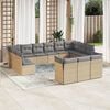 vidaXL Salon de jardin avec coussins 13 pcs beige r&eacute;sine tress&eacute;e