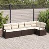vidaXL Ensemble de canap&eacute; de jardin 6 pcs Marron et blanc polyrotin