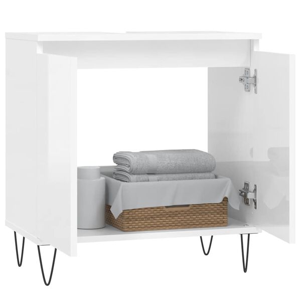 vidaXL Armoire de bain blanc brillant 58x33x60 cm bois d'ing&eacute;nierie