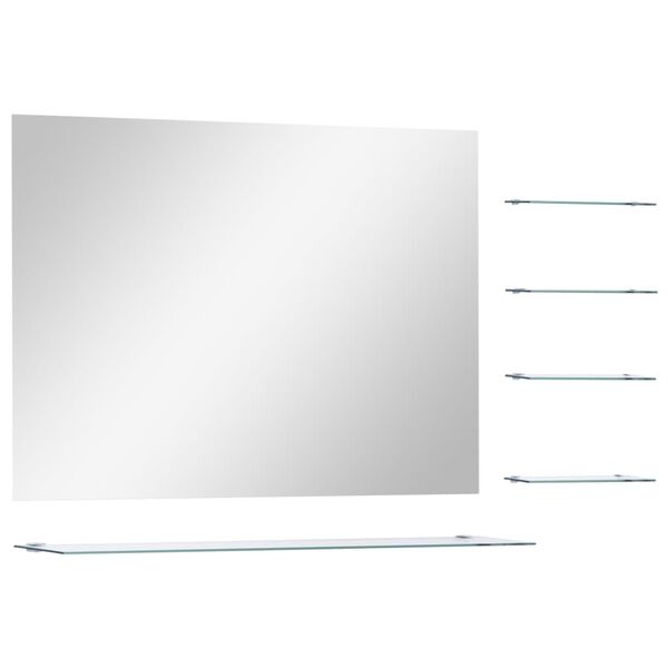 vidaXL Miroir mural avec 5 &eacute;tag&egrave;res argent&eacute; 80x60 cm