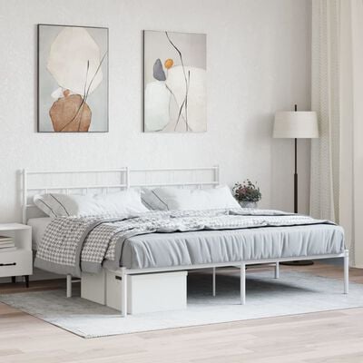 vidaXL Cadre de lit métal sans matelas et tête de lit blanc 193x203 cm