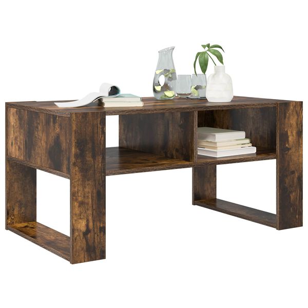 vidaXL Table basse Ch&ecirc;ne fum&eacute; 92 x 53 x 45 cm Bois d'ing&eacute;nierie