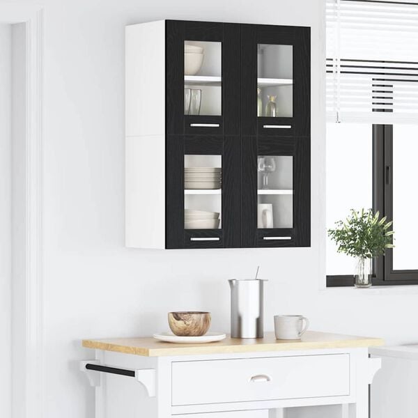 vidaXL Armoire suspendue avec porte 2 pcs Ch&ecirc;ne noir 60 x 31 x 40 cm
