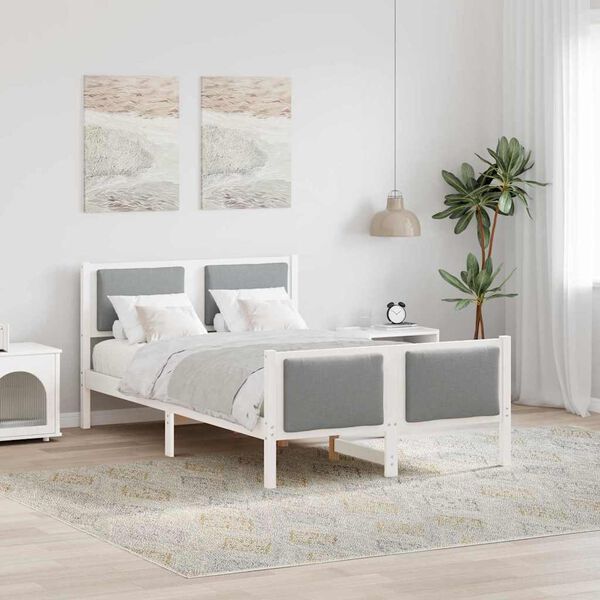 vidaXL Cadre de lit avec t&ecirc;te de lit Gris clair 120 x 190 cm tissu