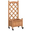 vidaXL Jardini&egrave;re avec treillis et roues marron bois massif de sapin