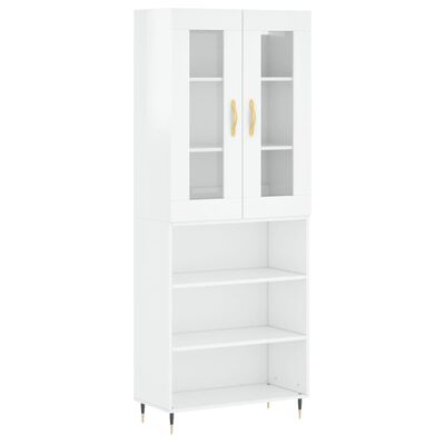 vidaXL Buffet haut Blanc brillant 69,5x34x180 cm Bois d'ingénierie